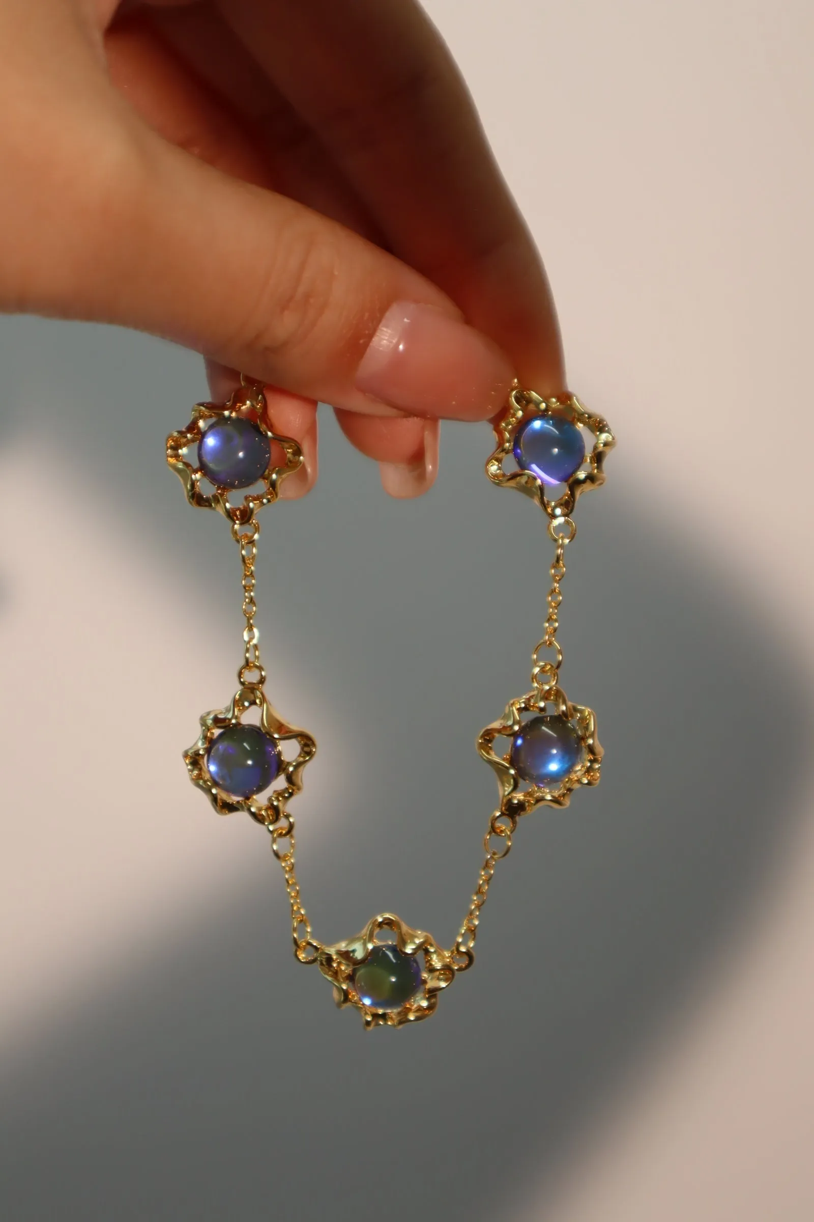 Women's Bracelet 18K Gold Plated Deep Blue Moonstones sold by Hensley London product image thumbnail 3