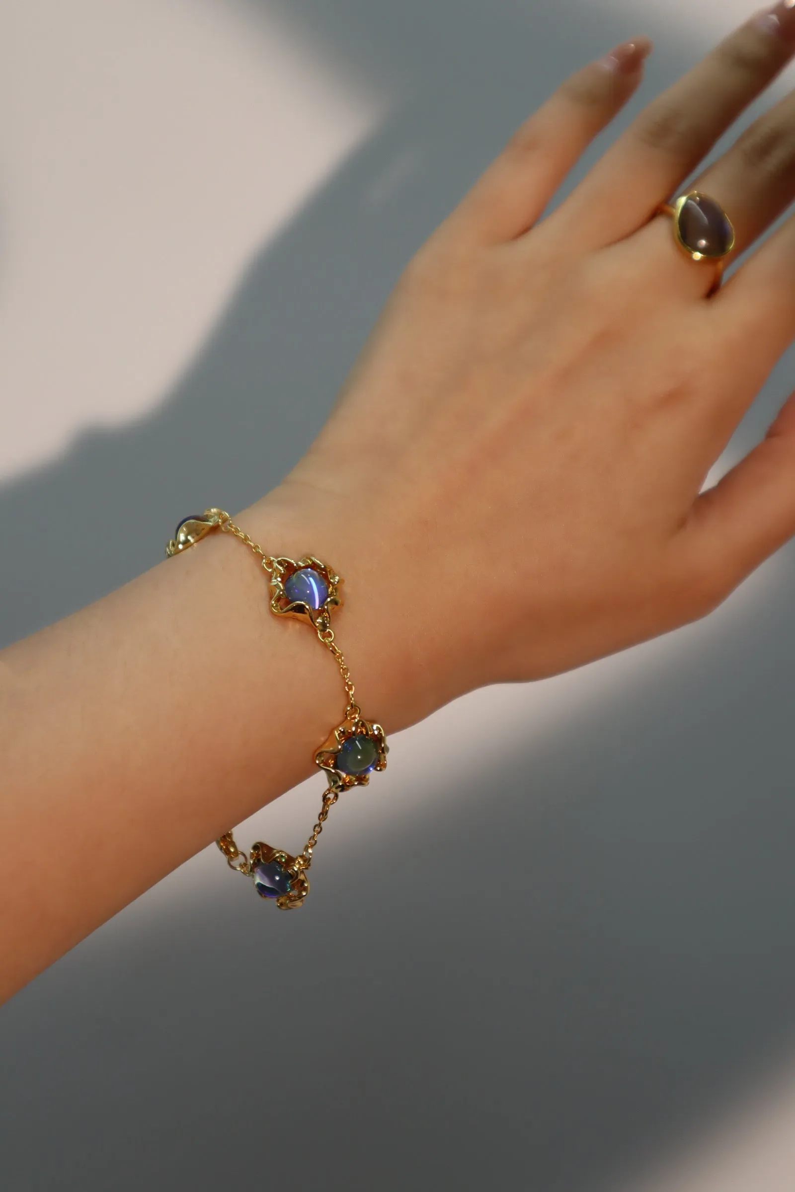 Women's Bracelet 18K Gold Plated Deep Blue Moonstones sold by Hensley London product image thumbnail 4