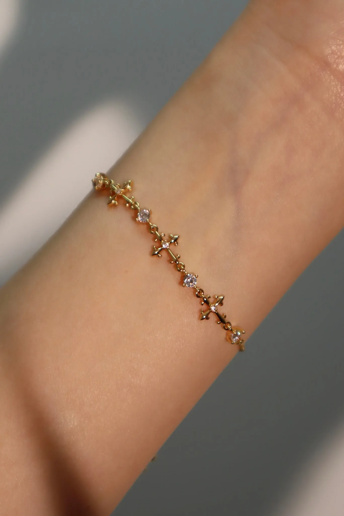 Women's Cross Bracelet Gold Plated Zirconia Diamonds sold by Hensley London product image thumbnail 5