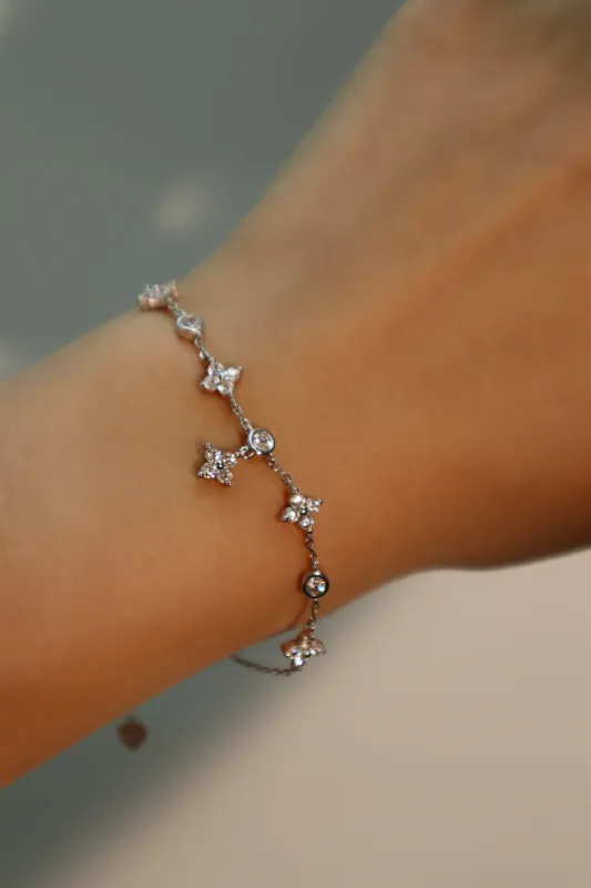 Women's Bracelet Silver Zirconia Multi Lucky Leaf sold by Hensley London