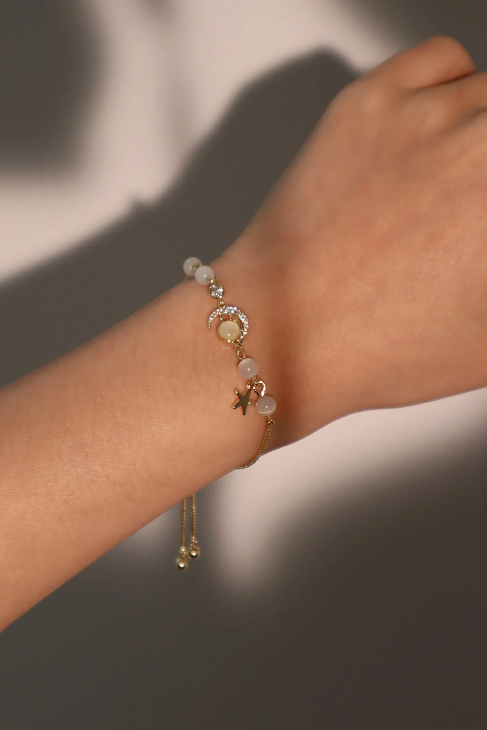 Women's Bracelet 14K Gold Plated Zirconia Moonstone Adjustable sold by Hensley London product image thumbnail 5