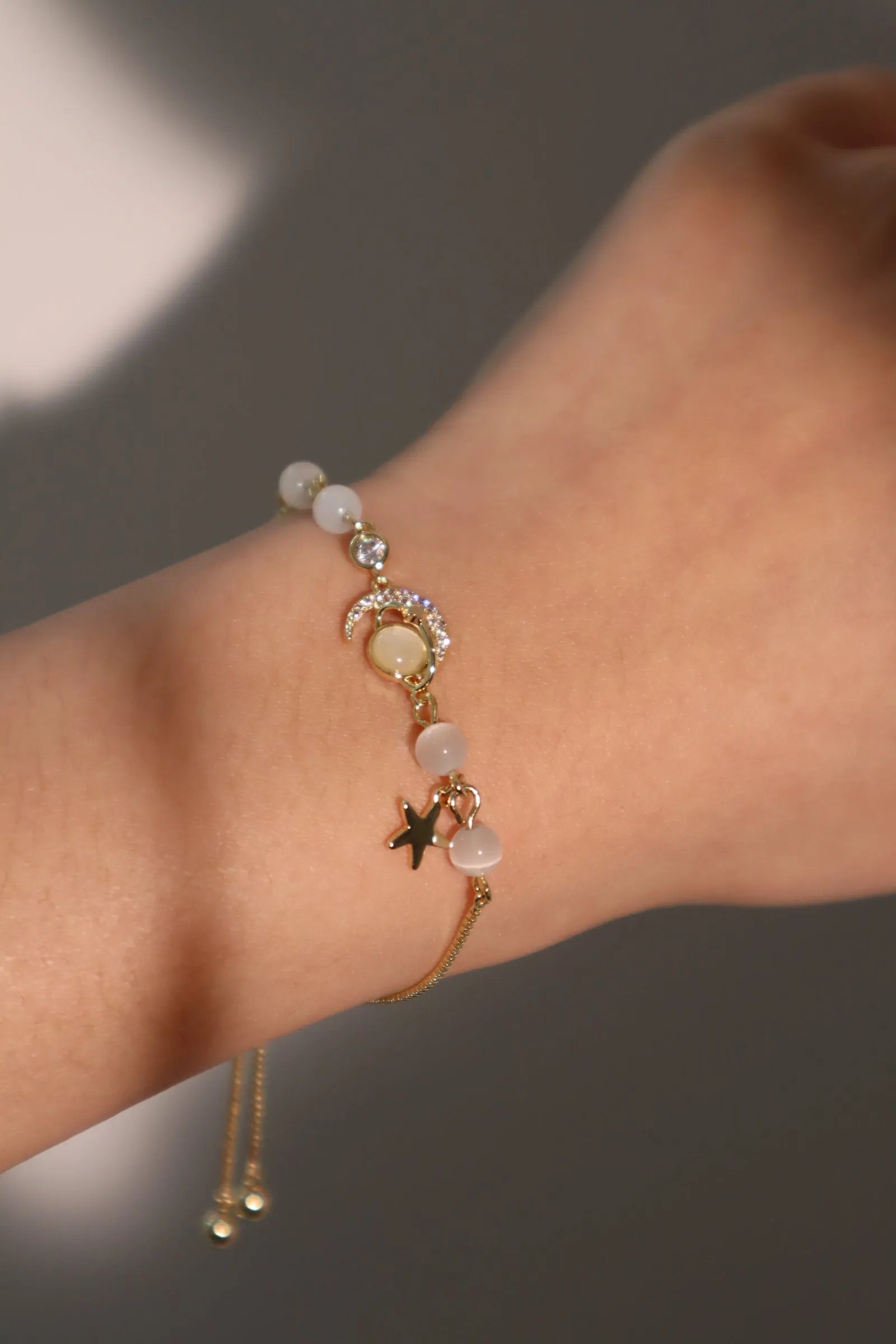 Women's Bracelet 14K Gold Plated Zirconia Moonstone Adjustable sold by Hensley London product image thumbnail 4