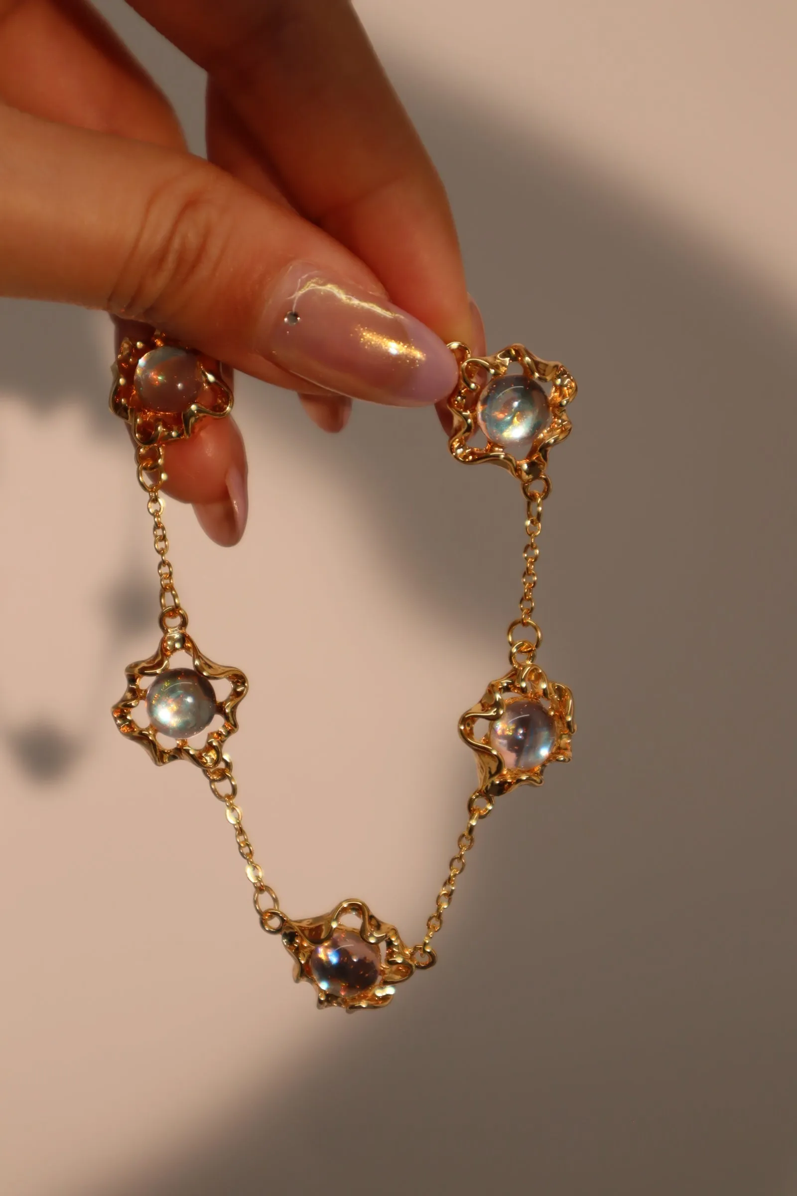 Women's Bracelet 18K Gold Plated Multi Moonstones sold by Hensley London
