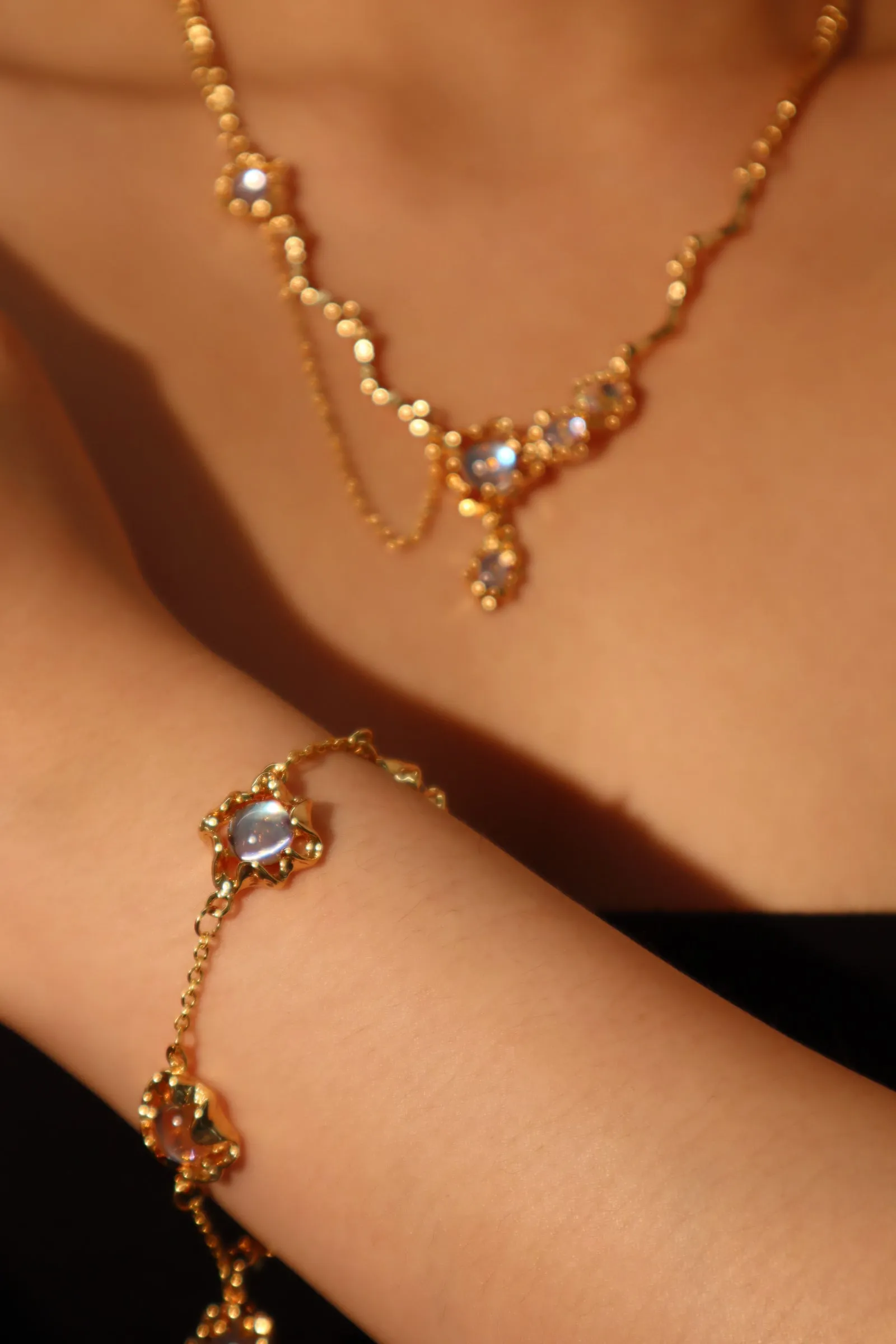 Women's Bracelet 18K Gold Plated Multi Moonstones sold by Hensley London product image thumbnail 5