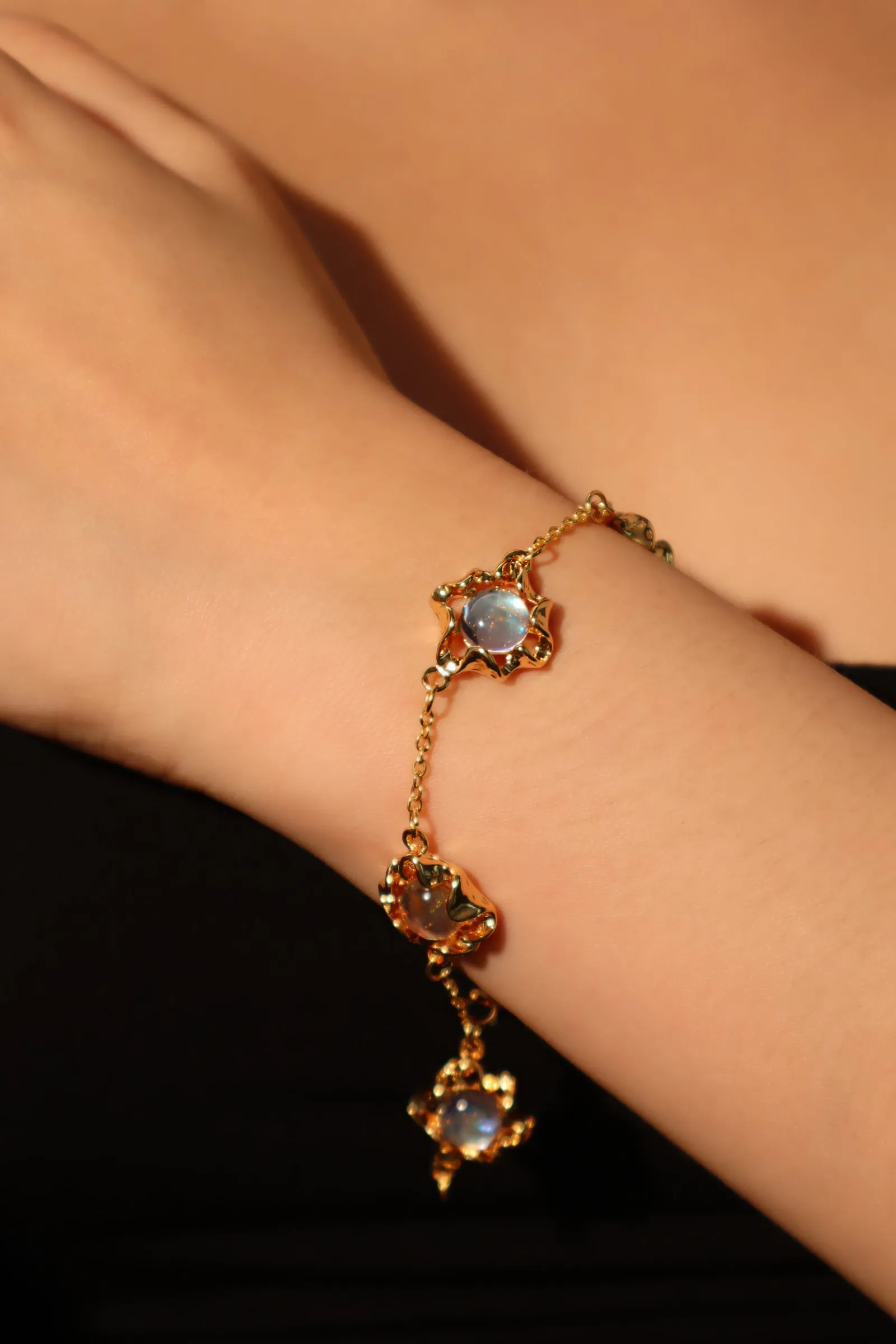 Women's Bracelet 18K Gold Plated Multi Moonstones sold by Hensley London product image thumbnail 2