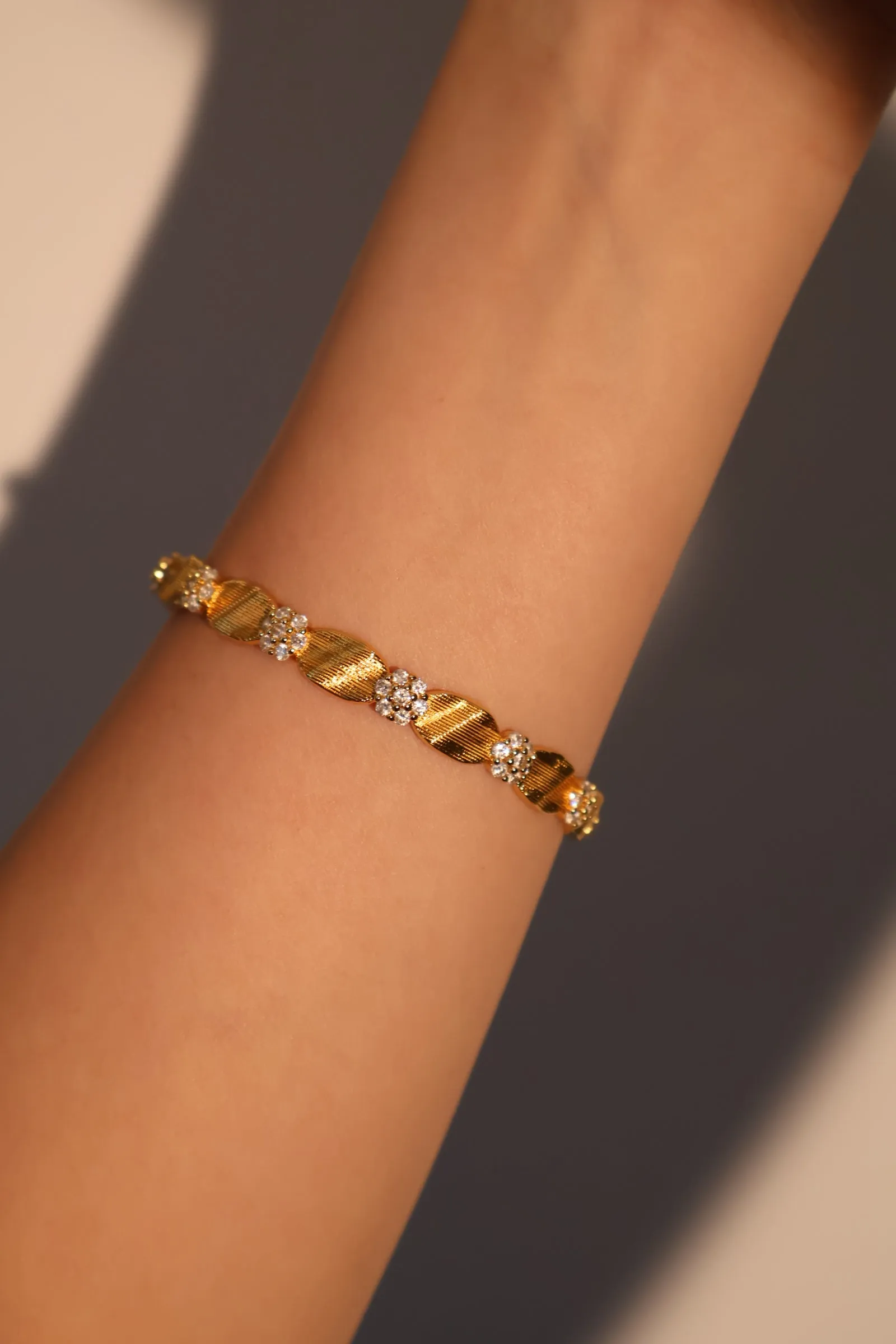 Women's Flower Bracelet Gold Plated Zirconia sold by Hensley London product image thumbnail 5