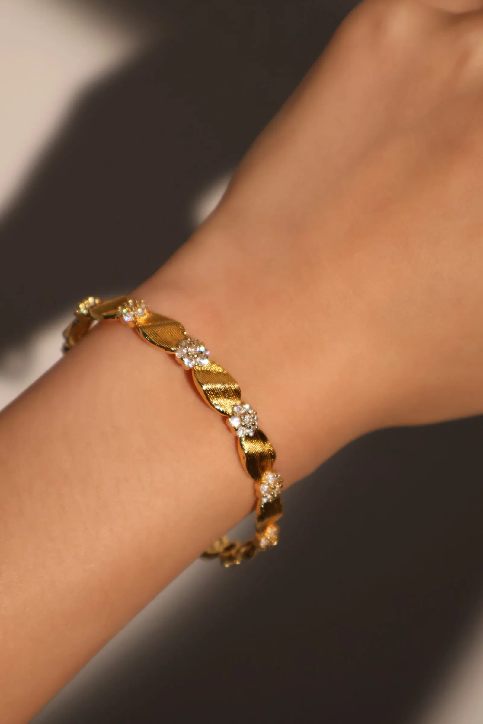 Women's Flower Bracelet Gold Plated Zirconia sold by Hensley London product image thumbnail 2