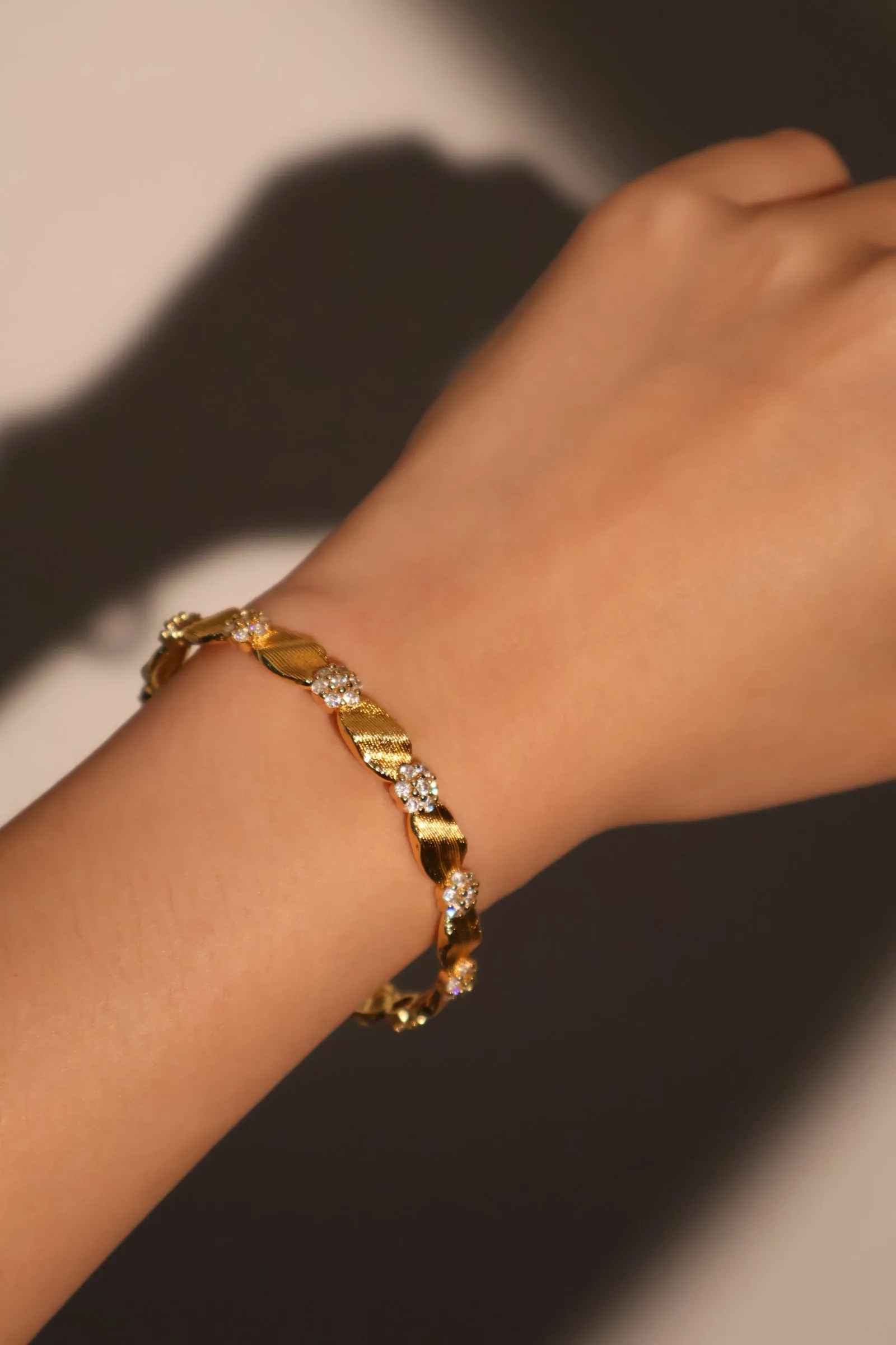 Women's Flower Bracelet Gold Plated Zirconia sold by Hensley London product image thumbnail 3