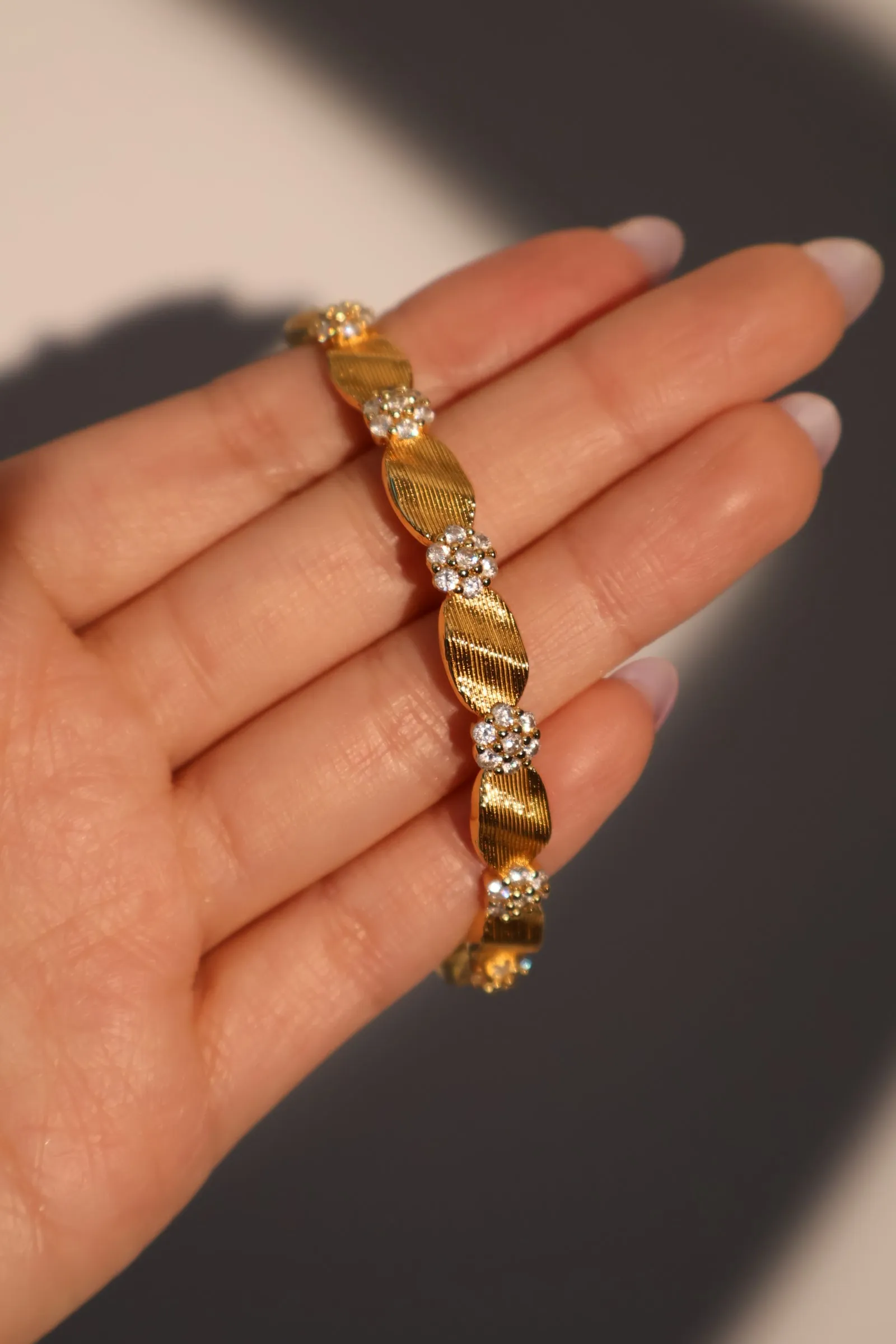 Women's Flower Bracelet Gold Plated Zirconia sold by Hensley London product image thumbnail 4
