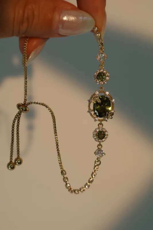 Women's and Women's Butterfly Bracelet Green Zirconia Gold Plated sold by Hensley London