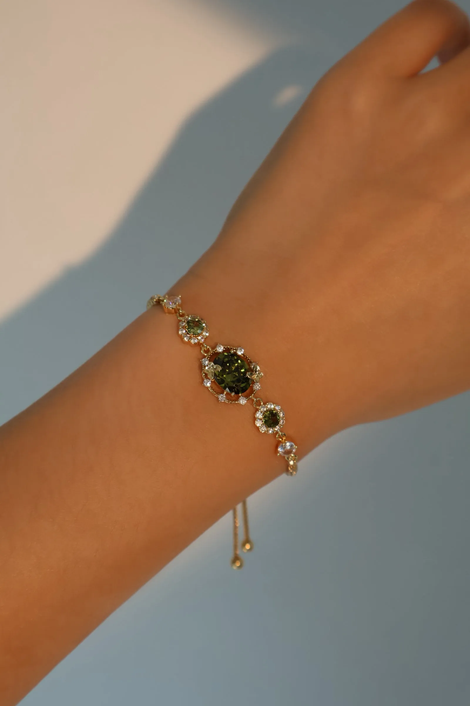 Women's and Women's Butterfly Bracelet Green Zirconia Gold Plated sold by Hensley London product image thumbnail 2