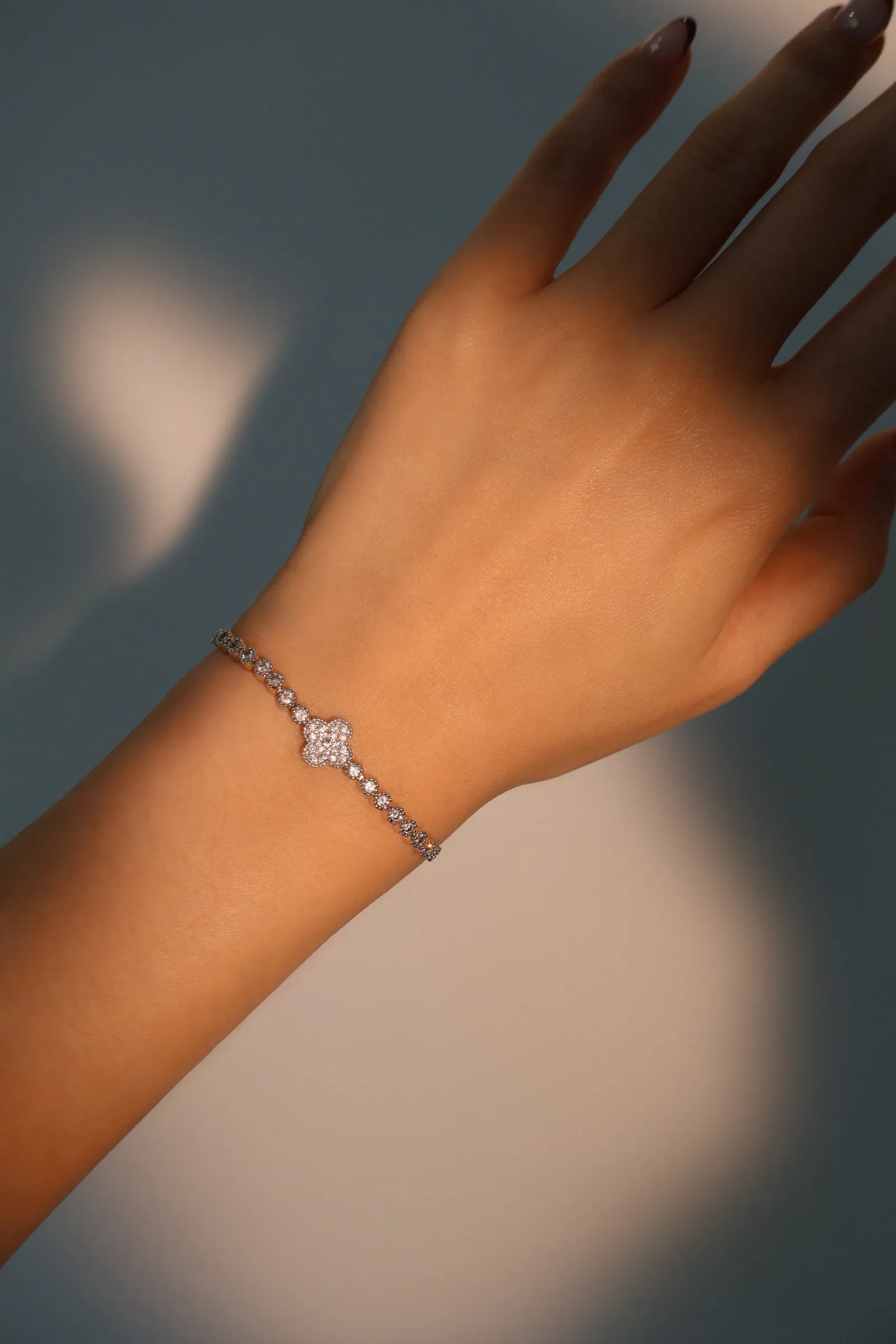 Women's Bracelet Silver Zirconia Diamond Adjustable sold by Hensley London