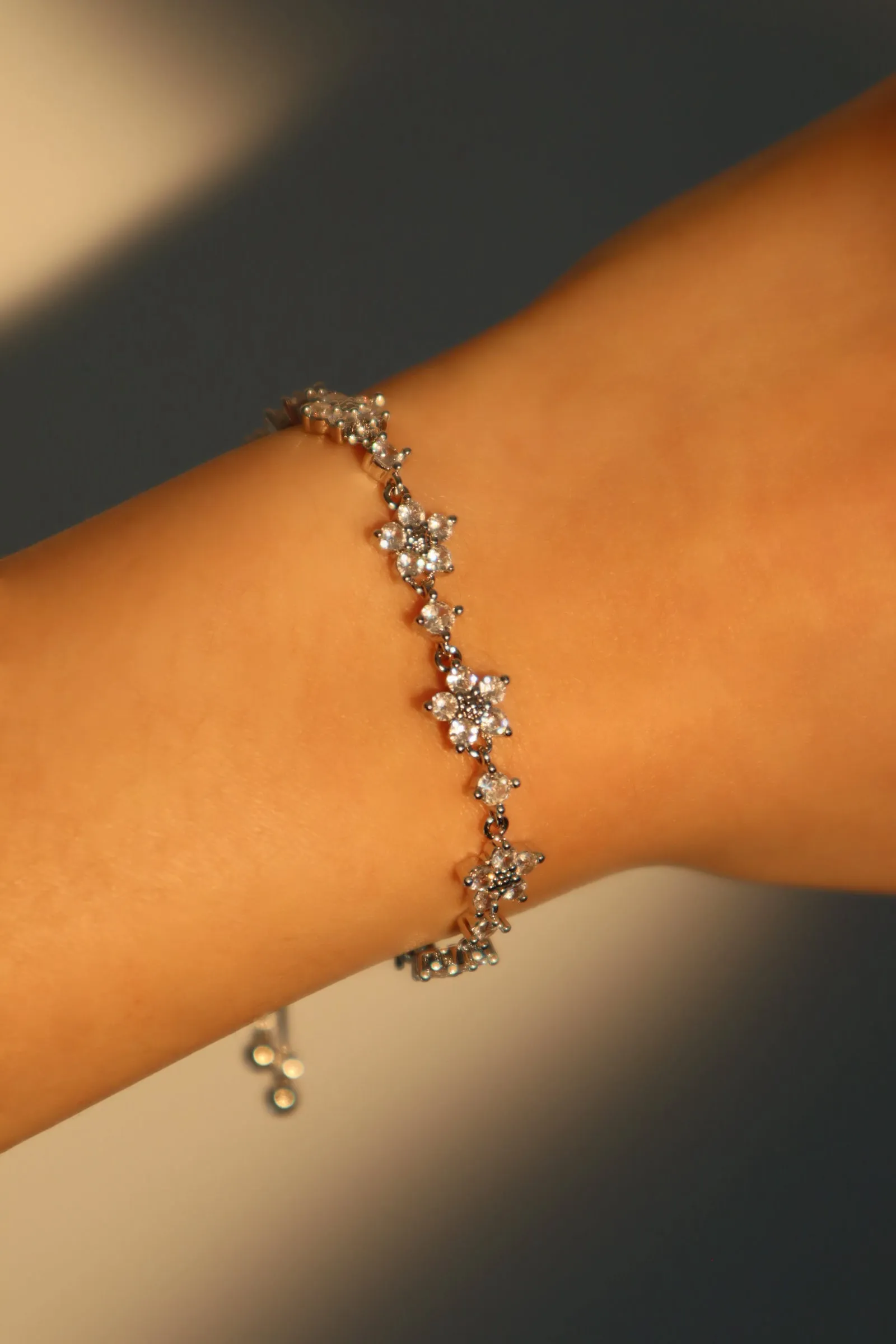 Women's Flower Bracelet Platinum Plated Zirconia Diamonds sold by Hensley London product image thumbnail 4
