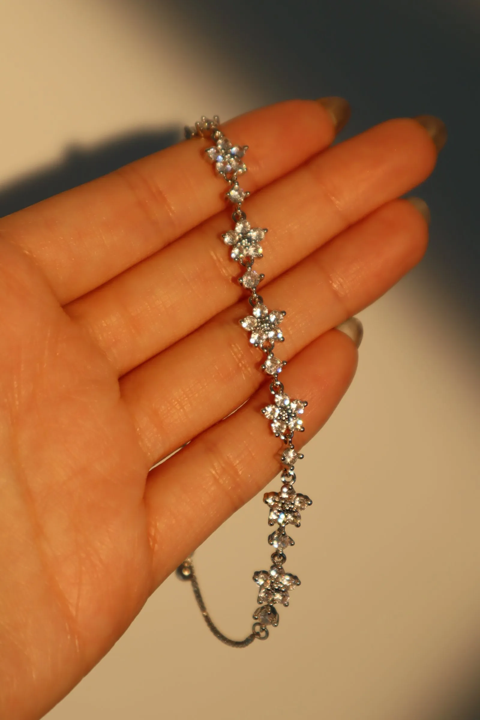 Women's Flower Bracelet Platinum Plated Zirconia Diamonds sold by Hensley London product image thumbnail 2