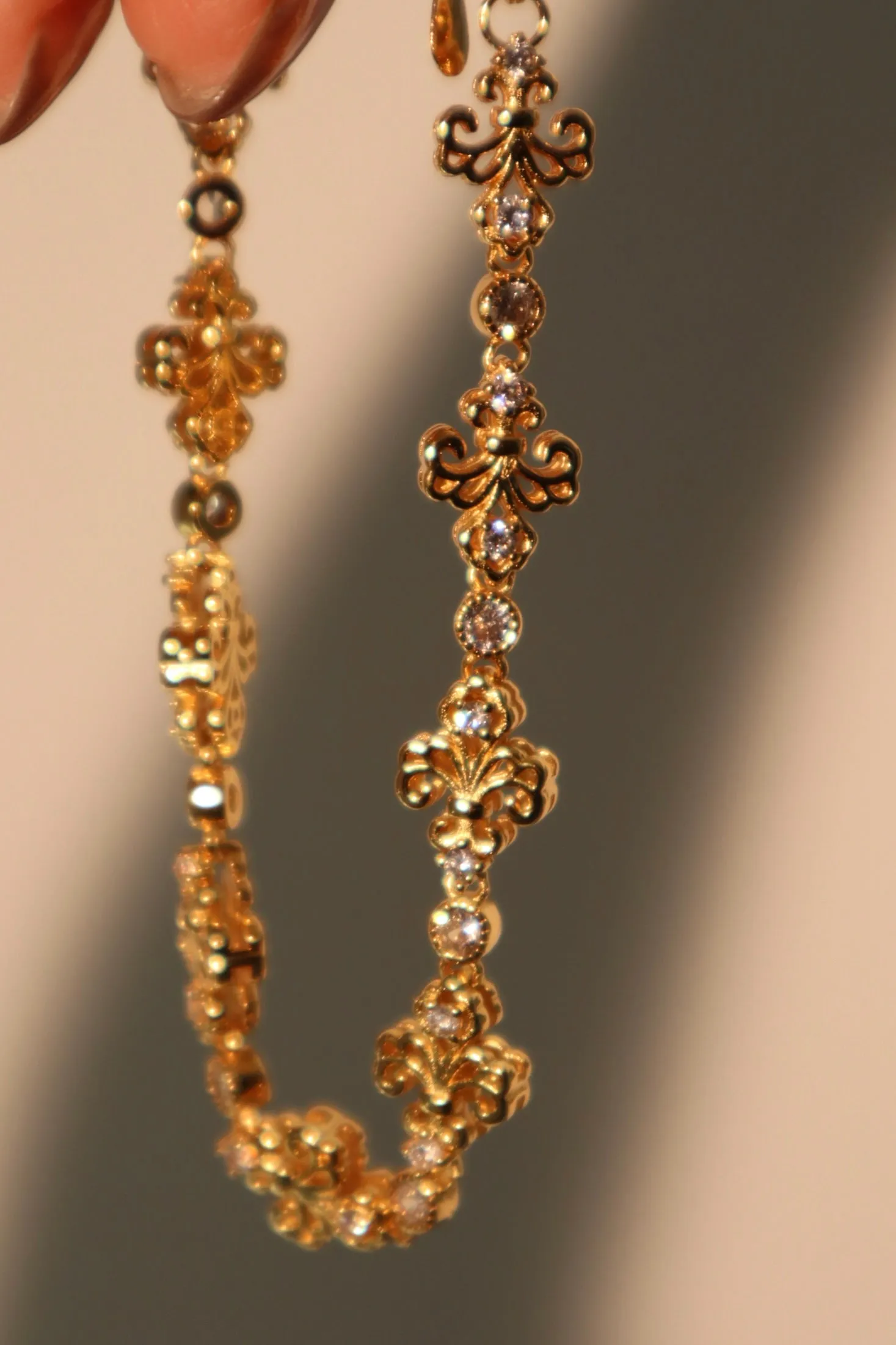 Women's Bracelet Gold Adjustable 18K Gold Plated Zirconia Diamonds 7.6 in sold by Hensley London product image thumbnail 4