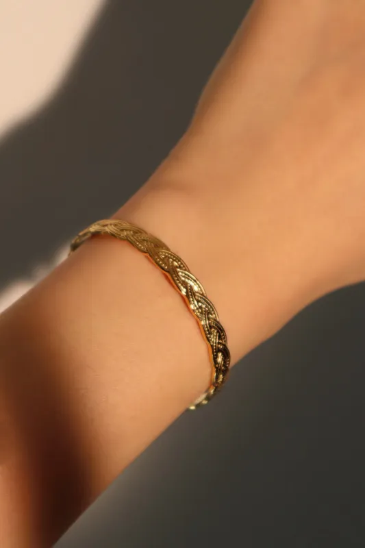 Women's Bracelet Gold Stainless Steel Double Braid sold by Hensley London
