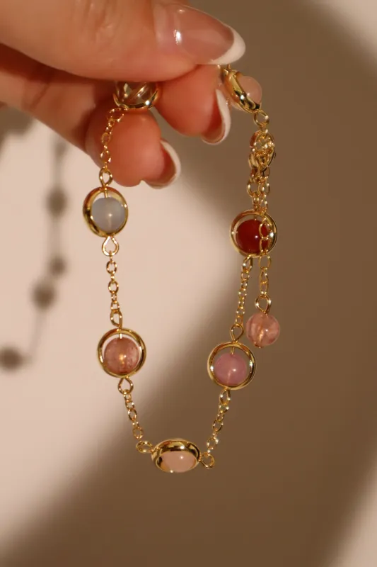 Women's Bracelet 18K Gold Plated Multi Color Moonstones sold by Hensley London