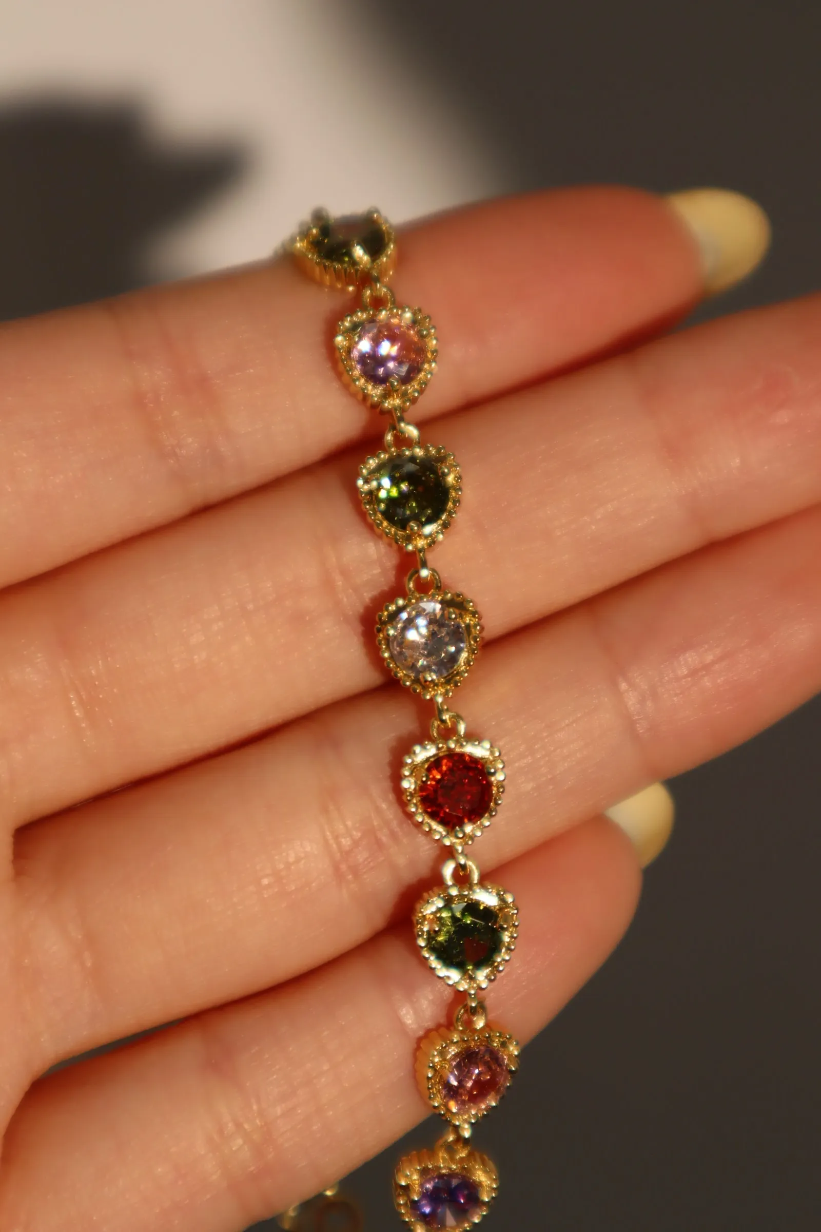 Unisex Bracelet Gold Multi Heart Zirconia Gemstones sold by Hensley London product image thumbnail 4