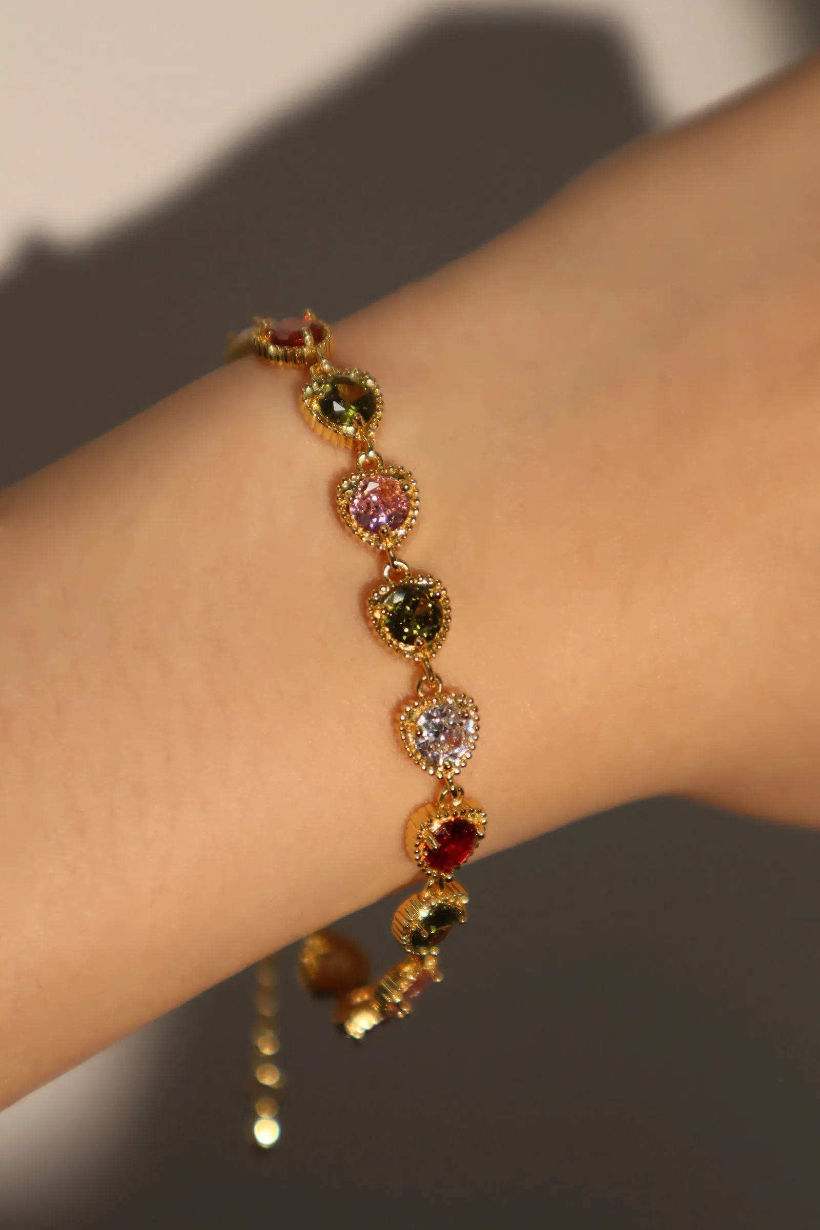 Unisex Bracelet Gold Multi Heart Zirconia Gemstones sold by Hensley London product image thumbnail 5