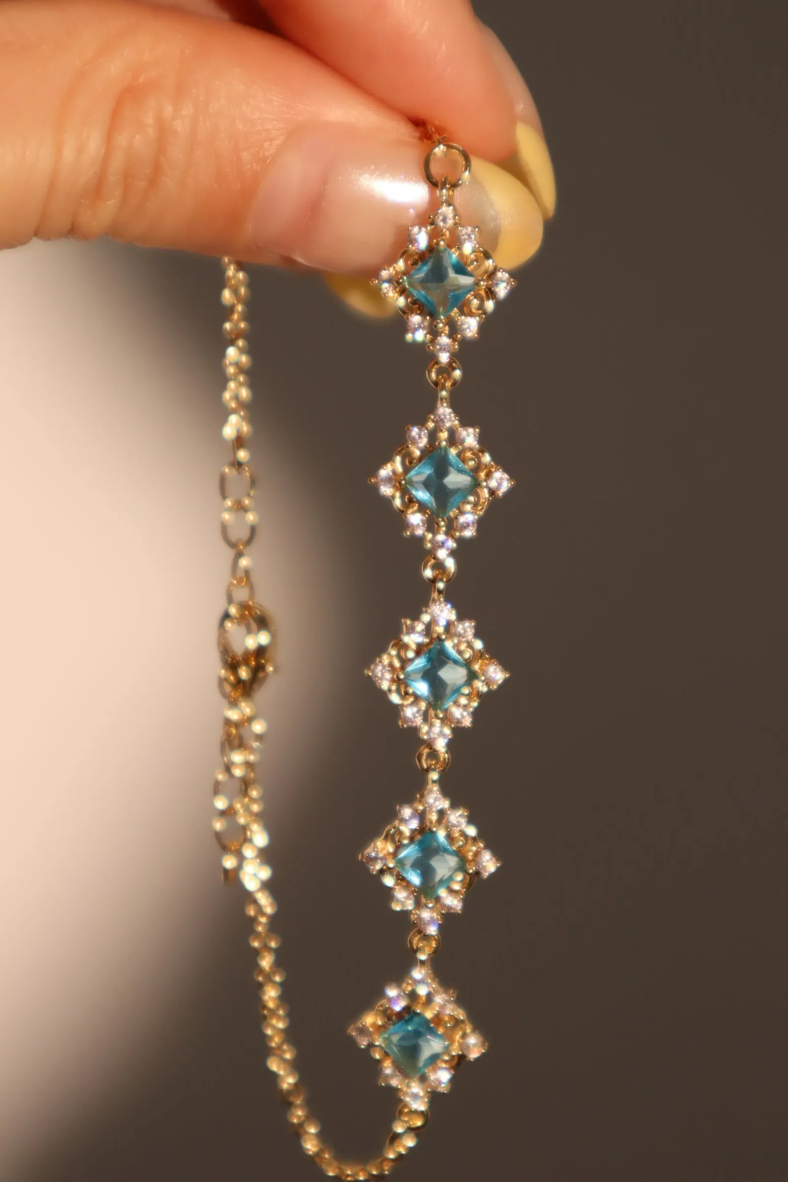 Women's Bracelet Blue Gem 14K Gold Plated Lace Design sold by Hensley London product image thumbnail 5