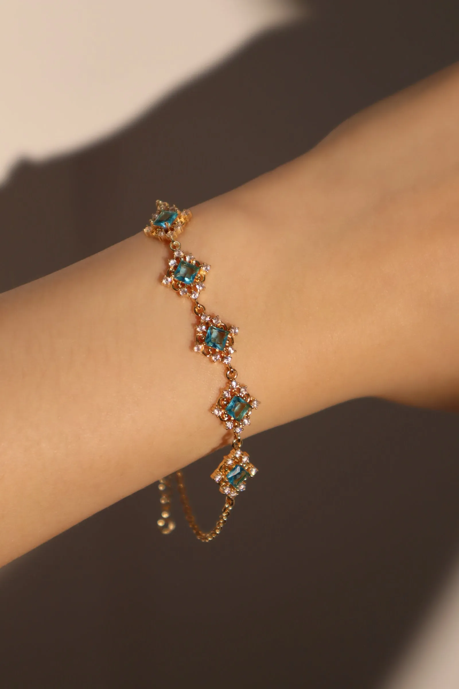 Women's Bracelet Blue Gem 14K Gold Plated Lace Design sold by Hensley London product image thumbnail 3