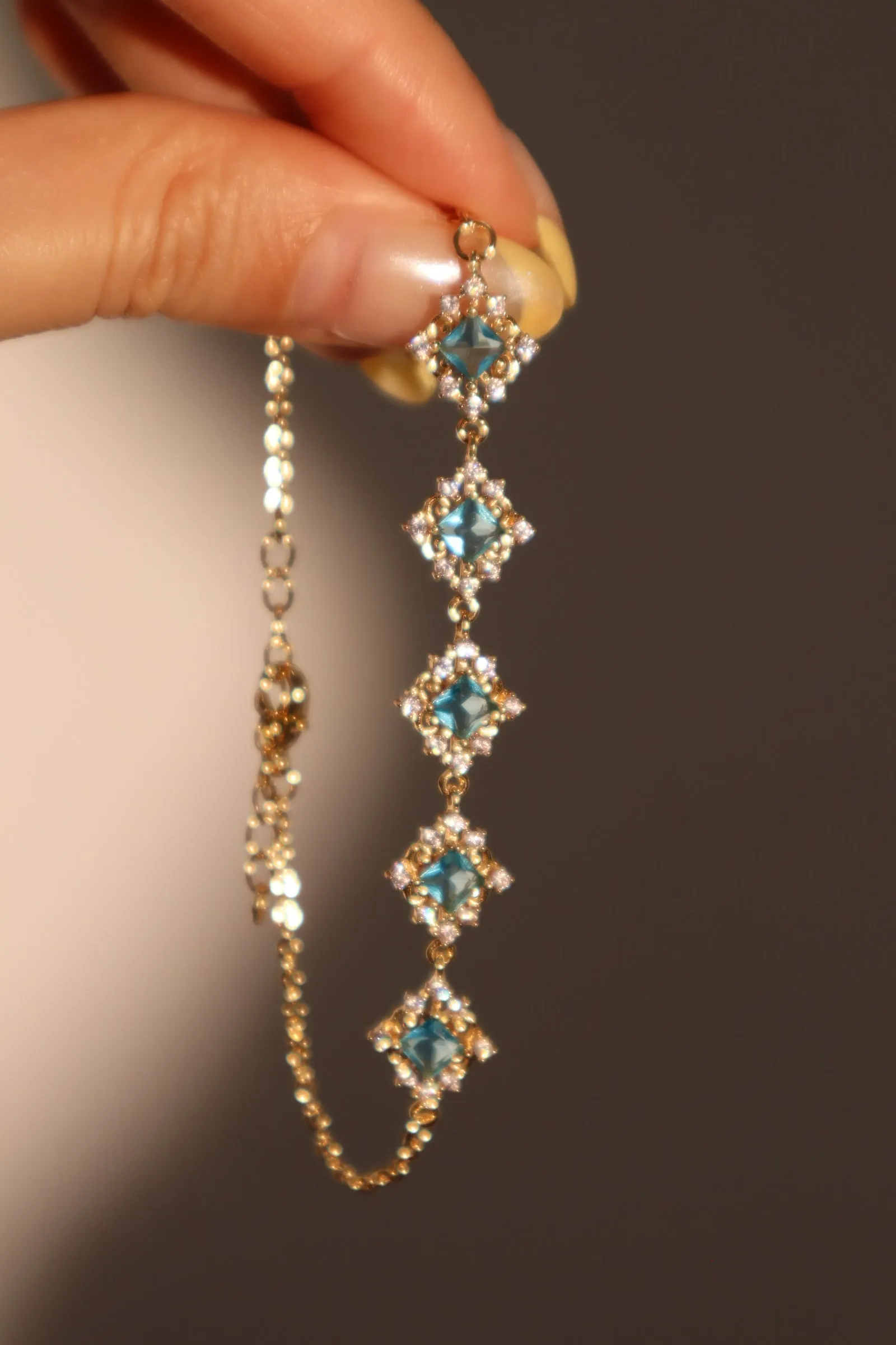 Women's Bracelet Blue Gem 14K Gold Plated Lace Design sold by Hensley London product image thumbnail 4