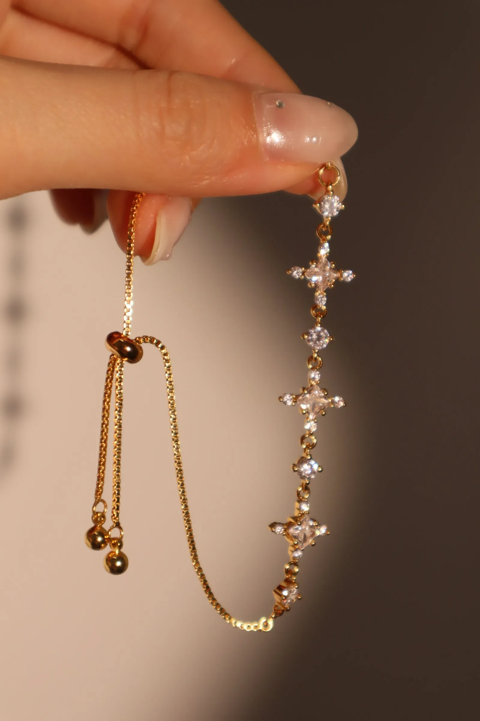 Women's Bracelet Gold Plated Zirconia Diamond Adjustable 10 in sold by Hensley London