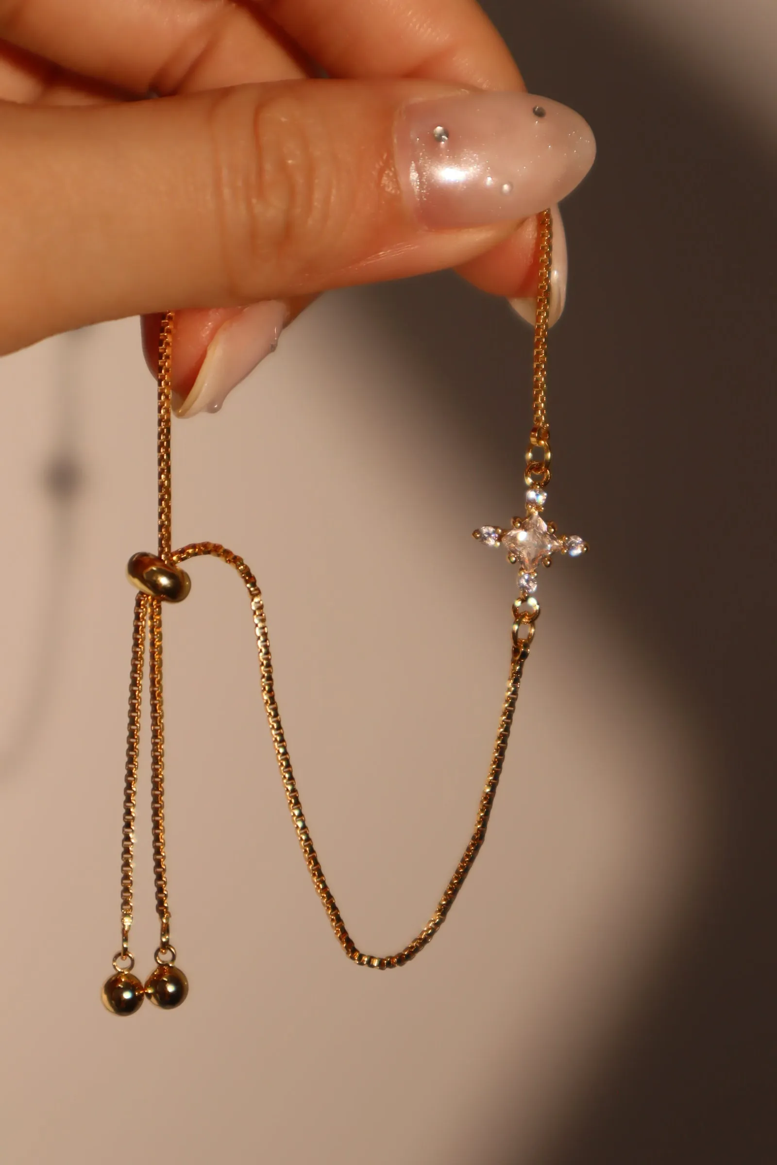 Women's Bracelet Gold Plated Adjustable 10 Inch with Diamond Cross Pendant sold by Hensley London product image thumbnail 3