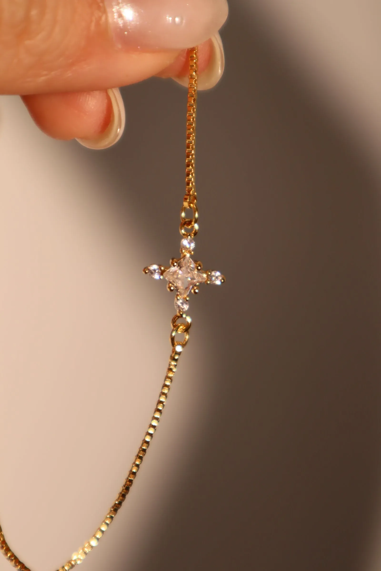 Women's Bracelet Gold Plated Adjustable 10 Inch with Diamond Cross Pendant sold by Hensley London product image thumbnail 4