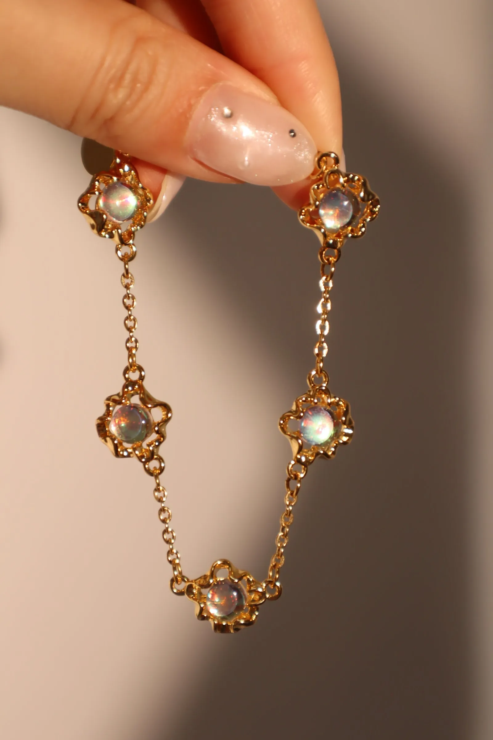 Women's Bracelet Gold 18K Gold Plated Multi Opal sold by Hensley London