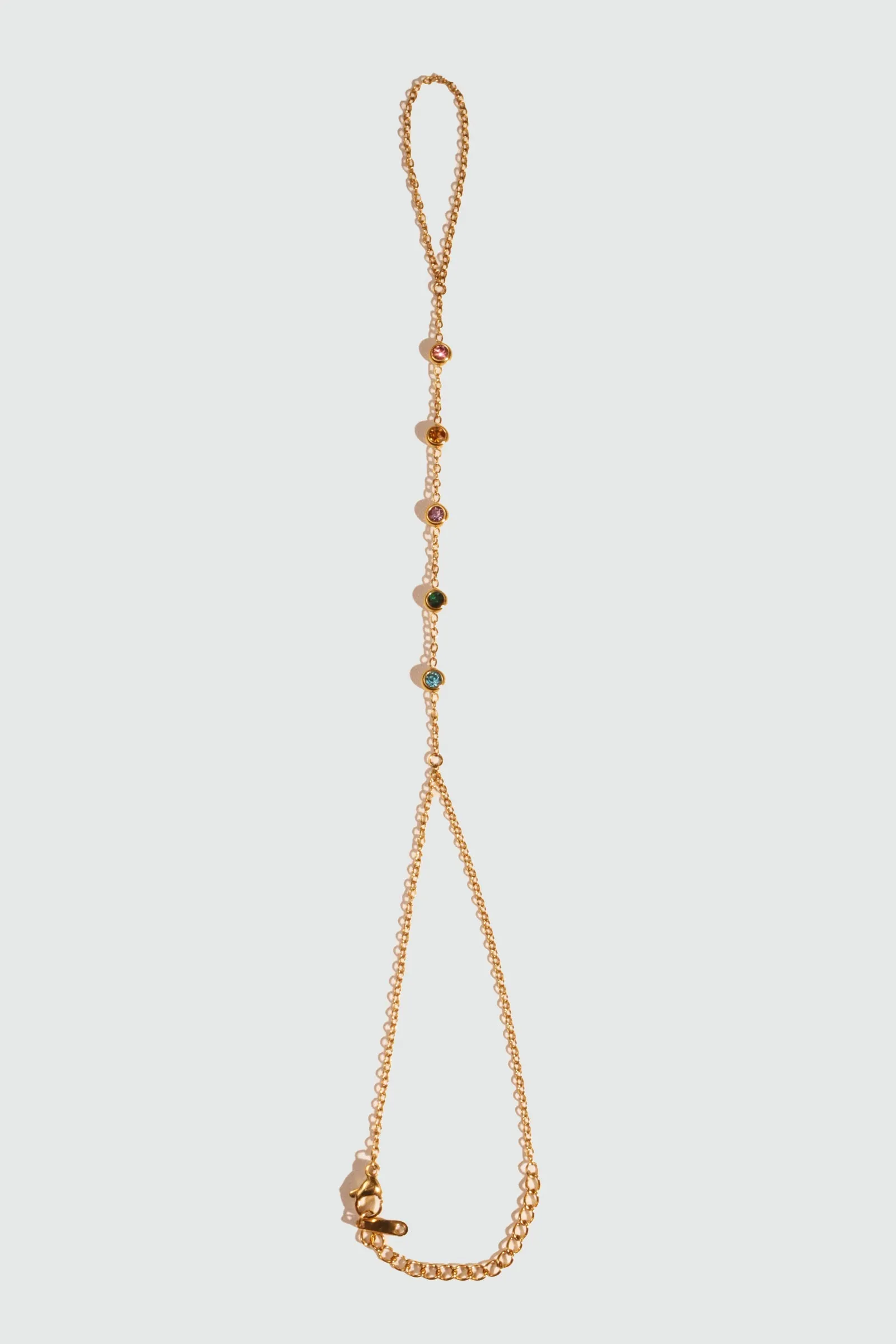 Unisex Hand Chain Bracelet Gold Stainless Steel Color Gem sold by Hensley London product image thumbnail 4