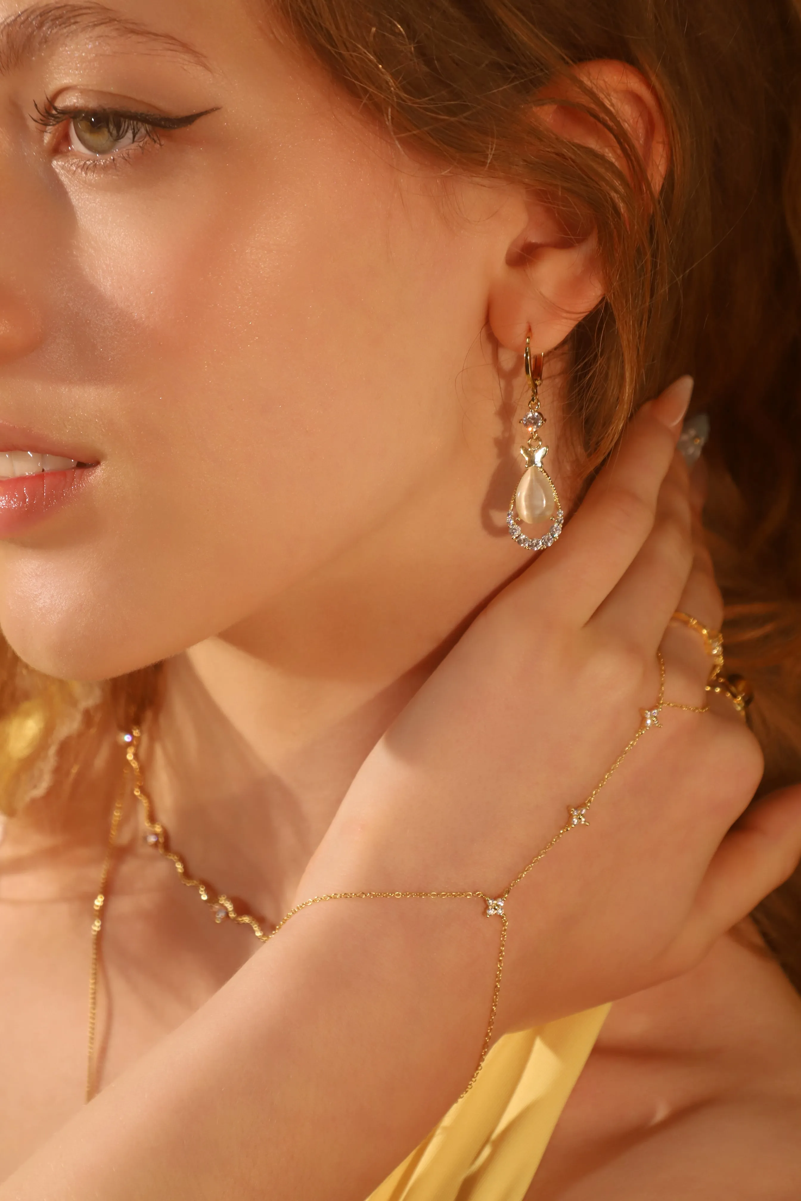 Women's Hand Chain Bracelet Gold Vermeil Zirconia Diamonds sold by Hensley London product image thumbnail 4