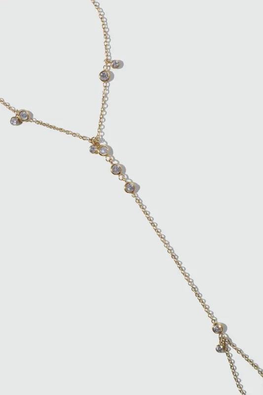 Women's Hand Chain Bracelet Gold Stainless Steel Zirconia sold by Hensley London