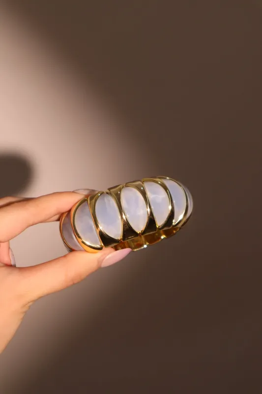 Women's Bangle Bracelet Blue Acrylic Gold Plated sold by Hensley London