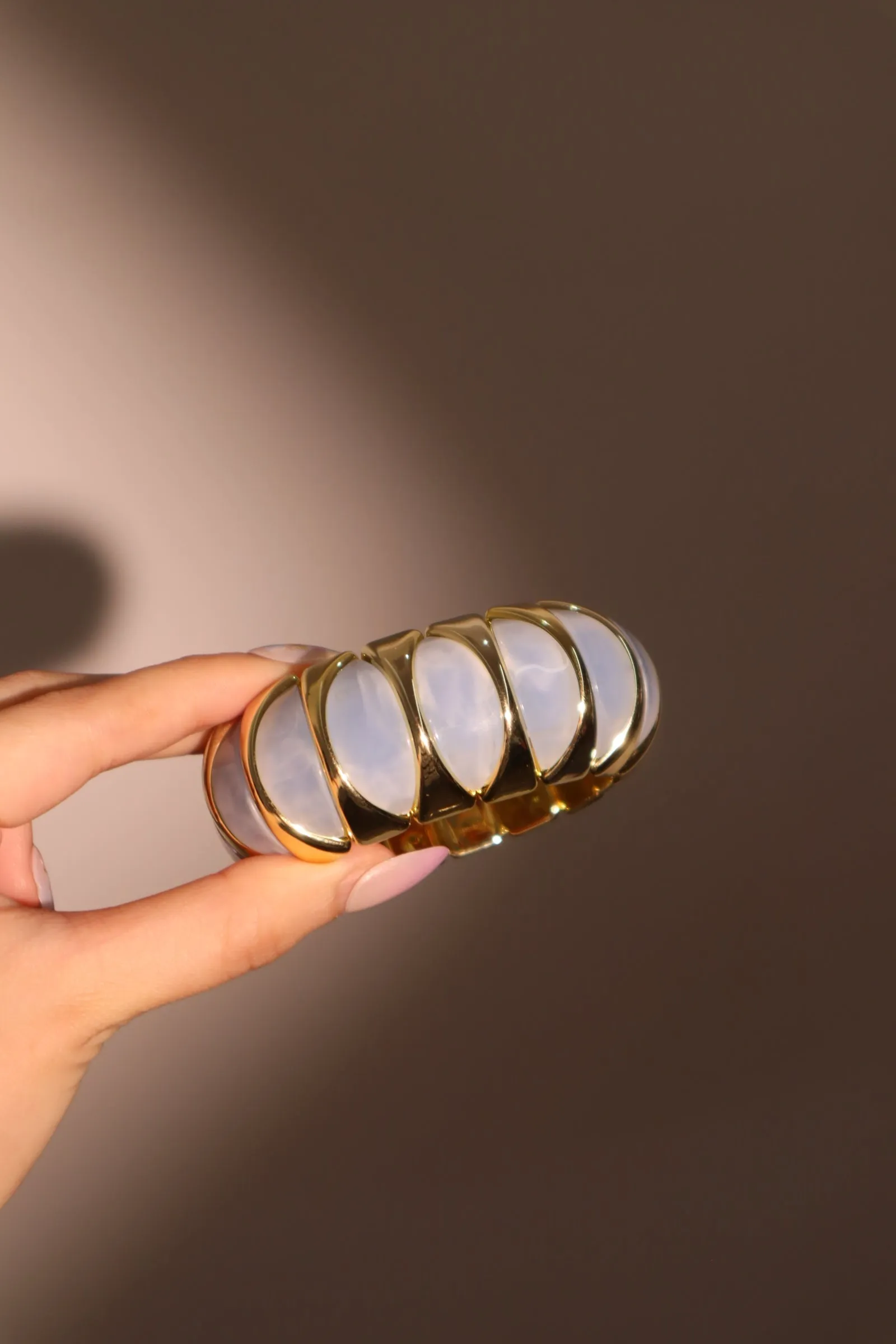 Women's Bangle Bracelet Blue Acrylic Gold Plated sold by Hensley London