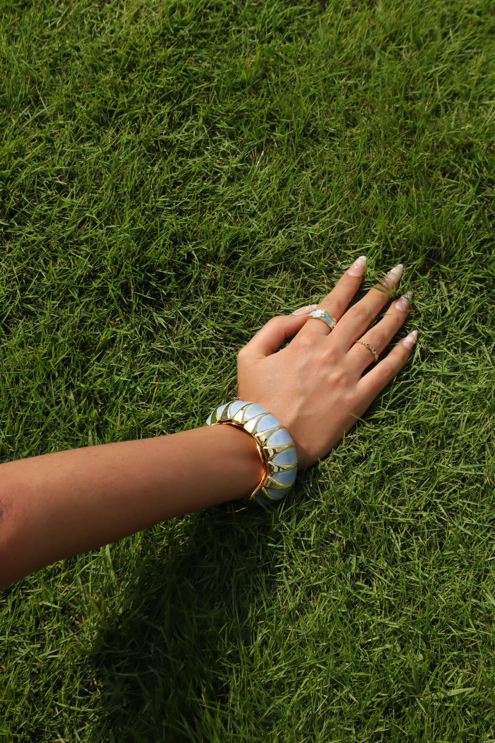 Women's Bangle Bracelet Blue Acrylic Gold Plated sold by Hensley London product image thumbnail 2