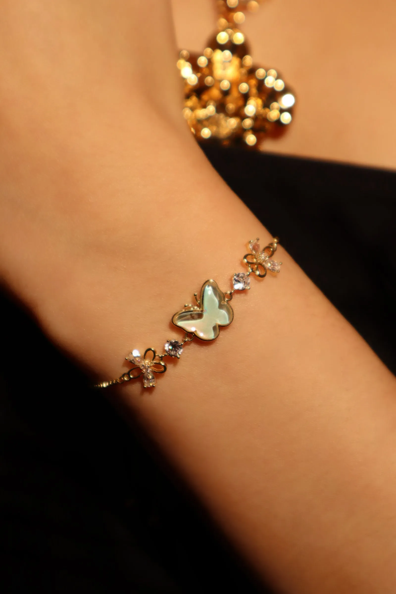 Women's Butterfly Bracelet Gold Enamel Zirconia sold by Hensley London product image thumbnail 4