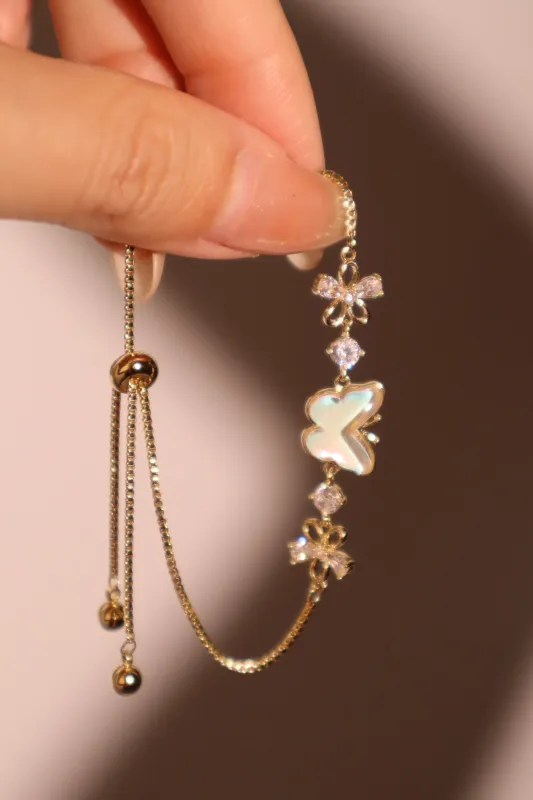 Women's Butterfly Bracelet Gold Enamel Zirconia sold by Hensley London