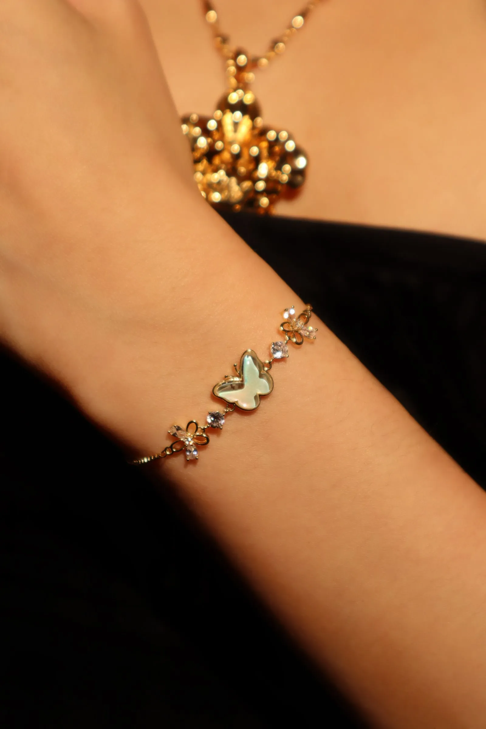 Women's Butterfly Bracelet Gold Enamel Zirconia sold by Hensley London product image thumbnail 3