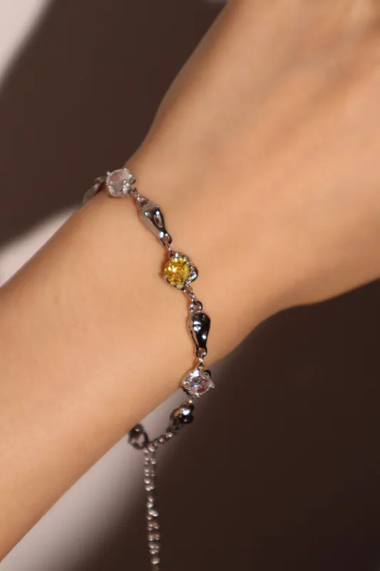 Women's Bracelet Platinum Plated Citrine Zirconia Diamonds sold by Hensley London