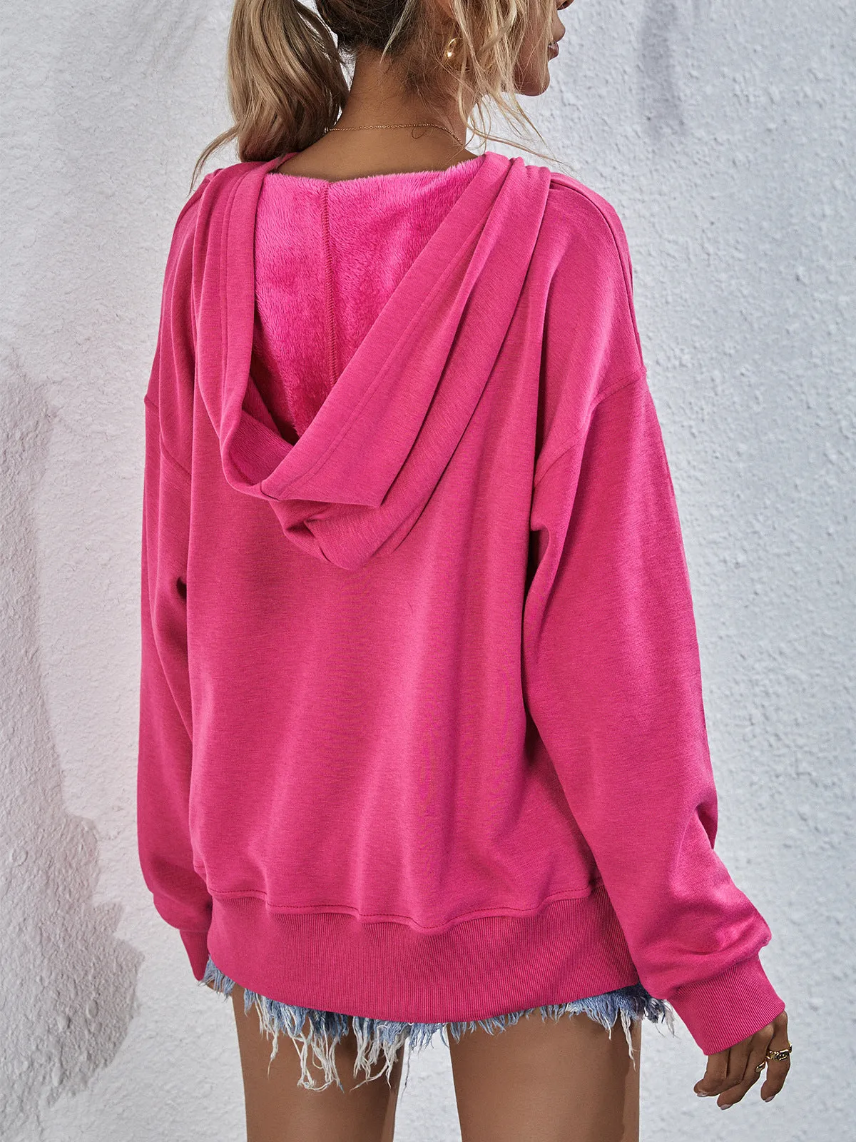 Women's Hooded Sweatshirt Pink Cotton Casual sold by Hensley London product image thumbnail 4