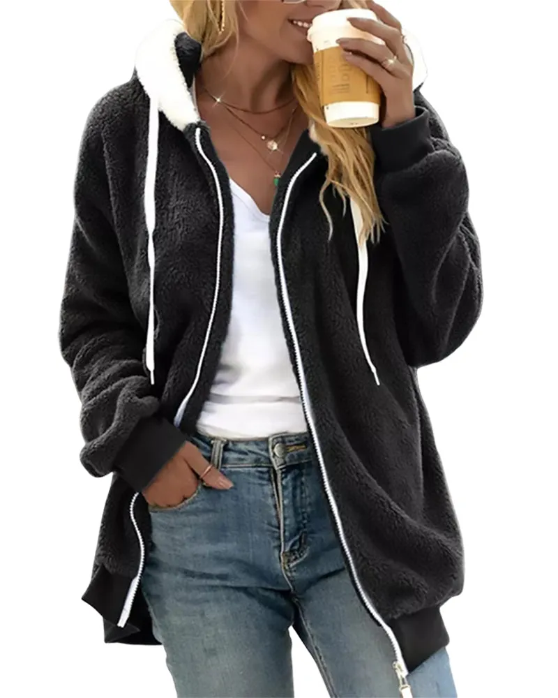 Women's Jacket Black Knit with Hood Relaxed Fit sold by Hensley London product image thumbnail 5