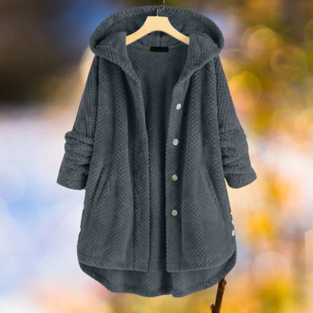 Women's Hooded Fleece Jacket Grey Reversible sold by Hensley London product image thumbnail 5