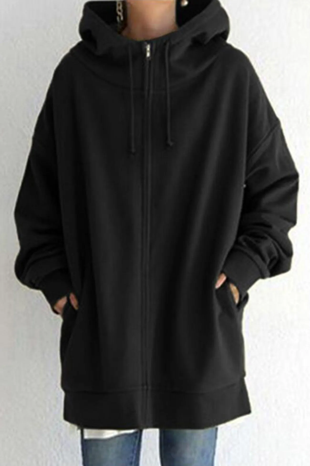 Women's Elegant Hoodie Black Cotton Blend sold by Hensley London product image thumbnail 2