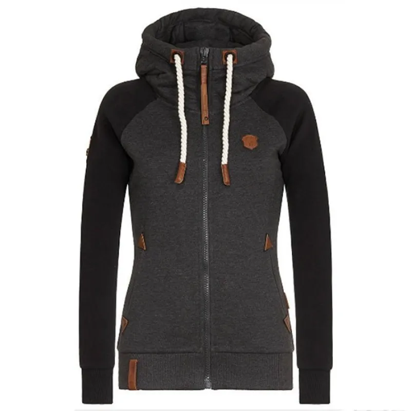 Women's Zip-Up Hoodie Black Slim Fit Cotton sold by Hensley London