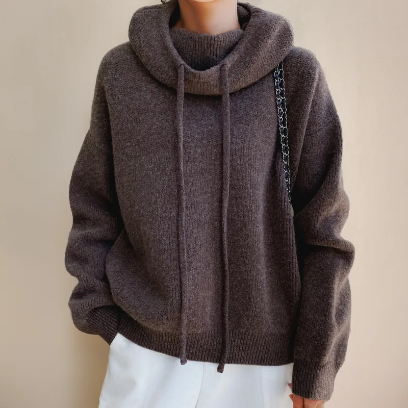 Women's Knitted Hoodie Grey Knit sold by Hensley London