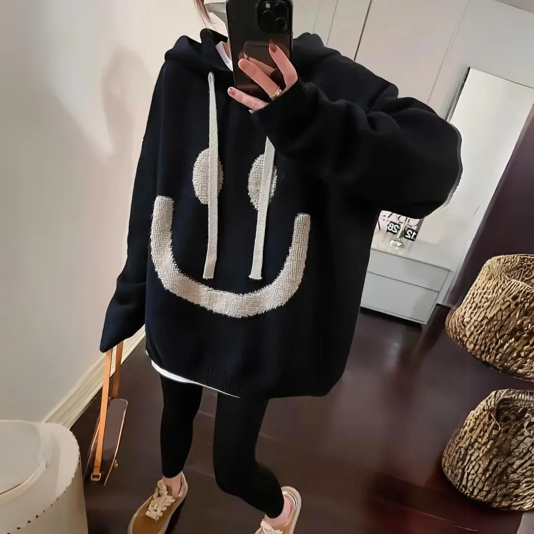 Women's Hoodie Yellow Cotton Smiley Print sold by Hensley London product image thumbnail 4
