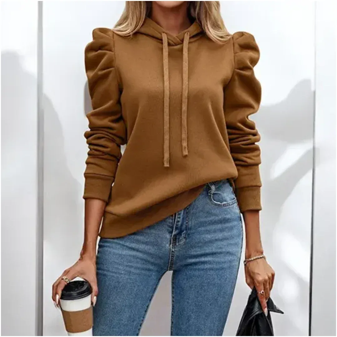 Women's Hoodie Grey Ruffled Sleeves Cotton sold by Hensley London product image thumbnail 3