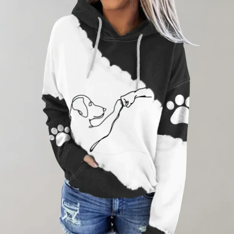 Women's Hoodie Dog Print Casual Comfortable Cotton sold by Hensley London