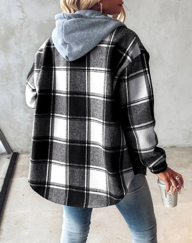 Women's Hoodie Checked Casual Cotton sold by Hensley London product image thumbnail 3